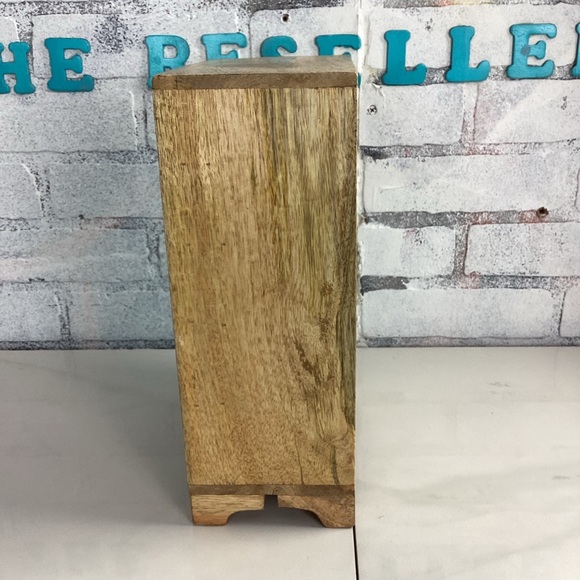 Wooden Handmade Hand-Painted 5-Drawer Chest Rainbow Embossed Work, India - Picture 5 of 12